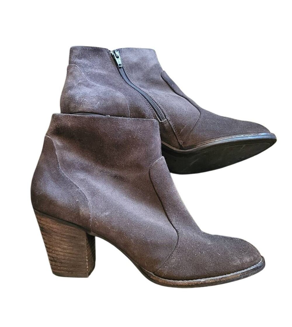 Paul Green Booties Women's 9.5 Brown Suede Leather Western Heeled Neutral Fall